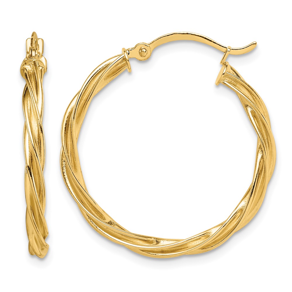 14K Polished Twisted 2.5mm Hoop Earrings (TF1607)