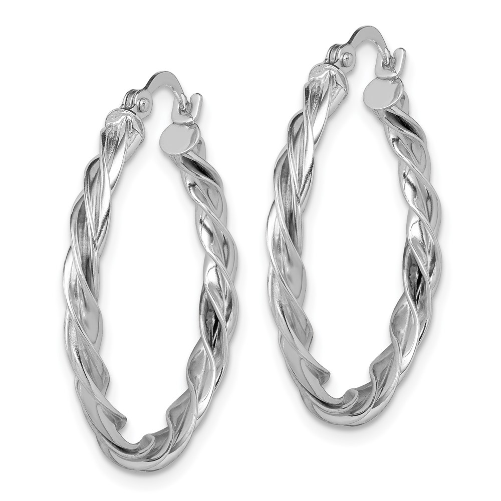 14K White Gold Polished Twisted Hoop Earrings (TF1607W)