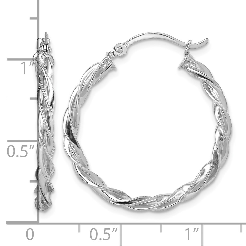 14K White Gold Polished Twisted Hoop Earrings (TF1607W)