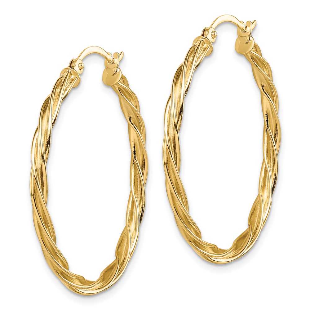 14K Polished 2.5mm Twisted Hoop Earrings (TF1608)