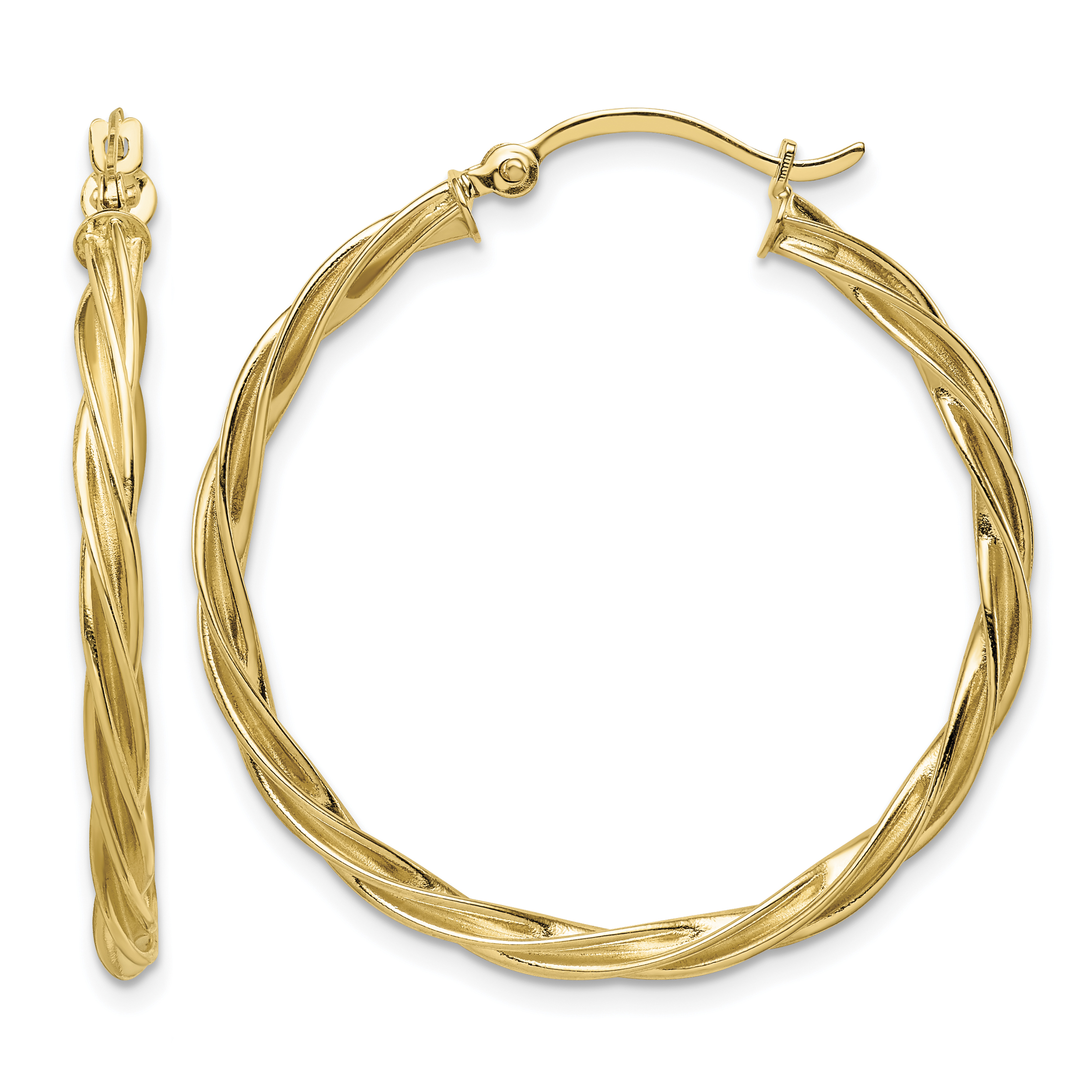 14K Polished 2.5mm Twisted Hoop Earrings (TF1608)
