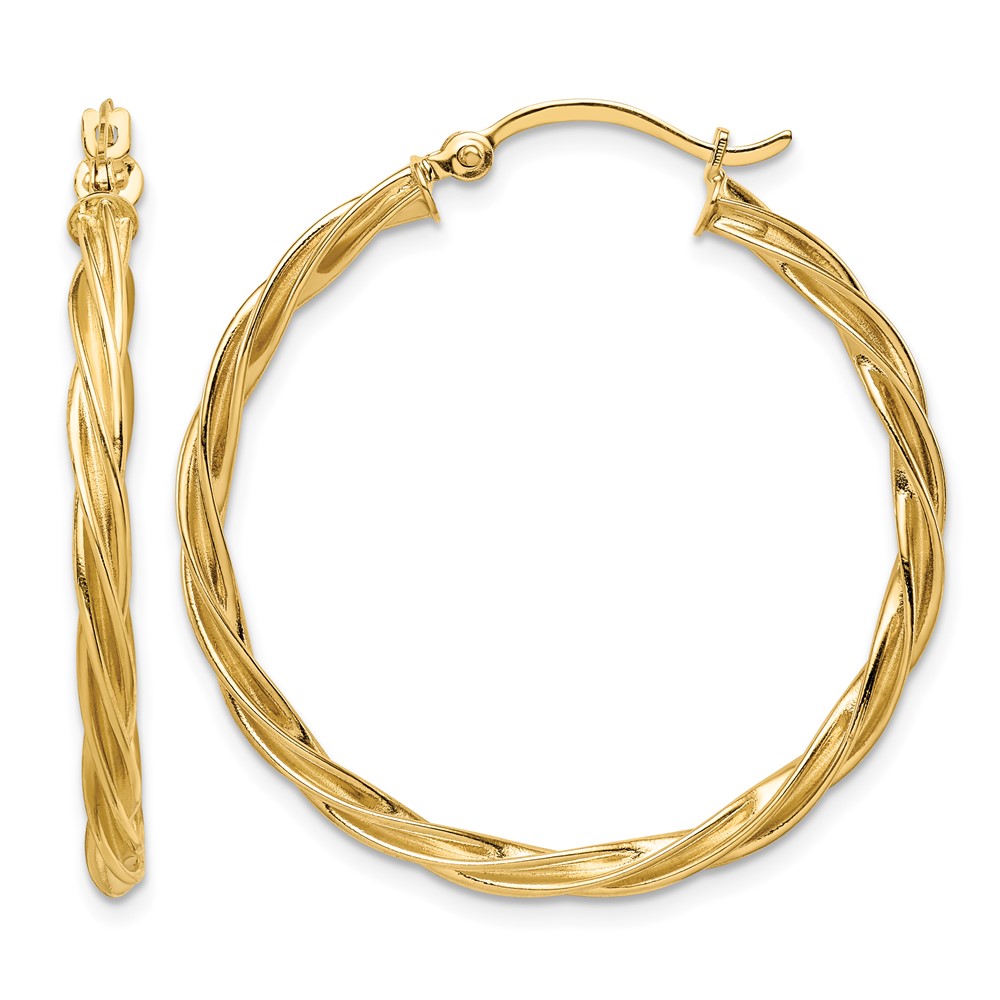14K Polished 2.5mm Twisted Hoop Earrings (TF1608)