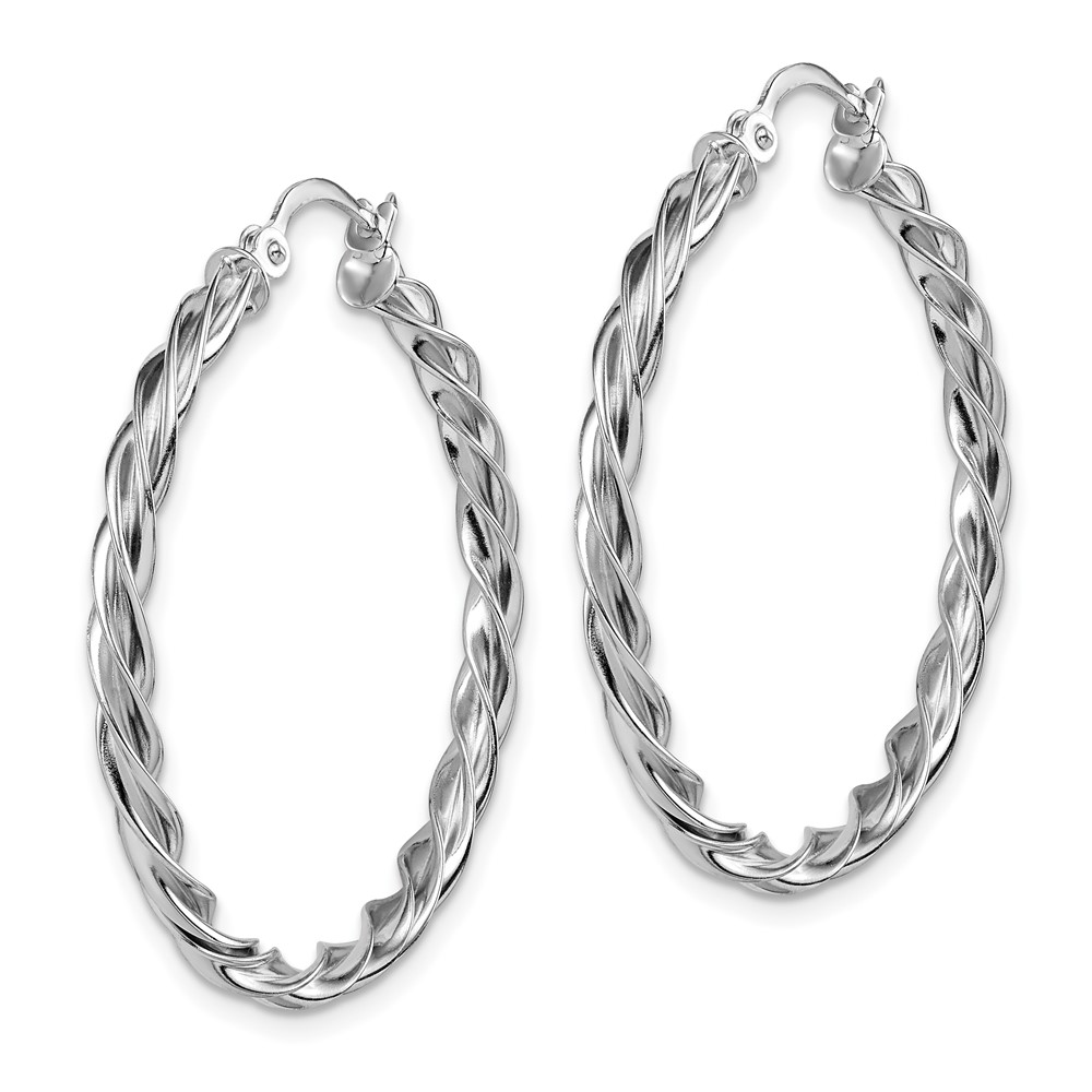 14K Polished White Gold 2.5mm Twisted Hoop Earrings (TF1608W)