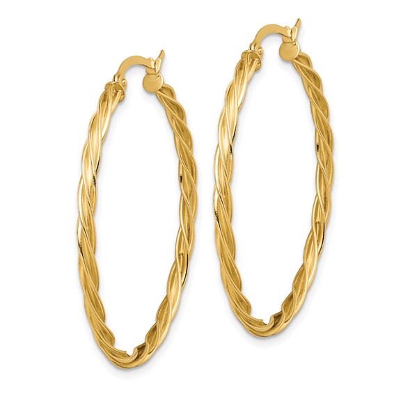 2.5mm Gold Twisted Tube Hoop Earrings