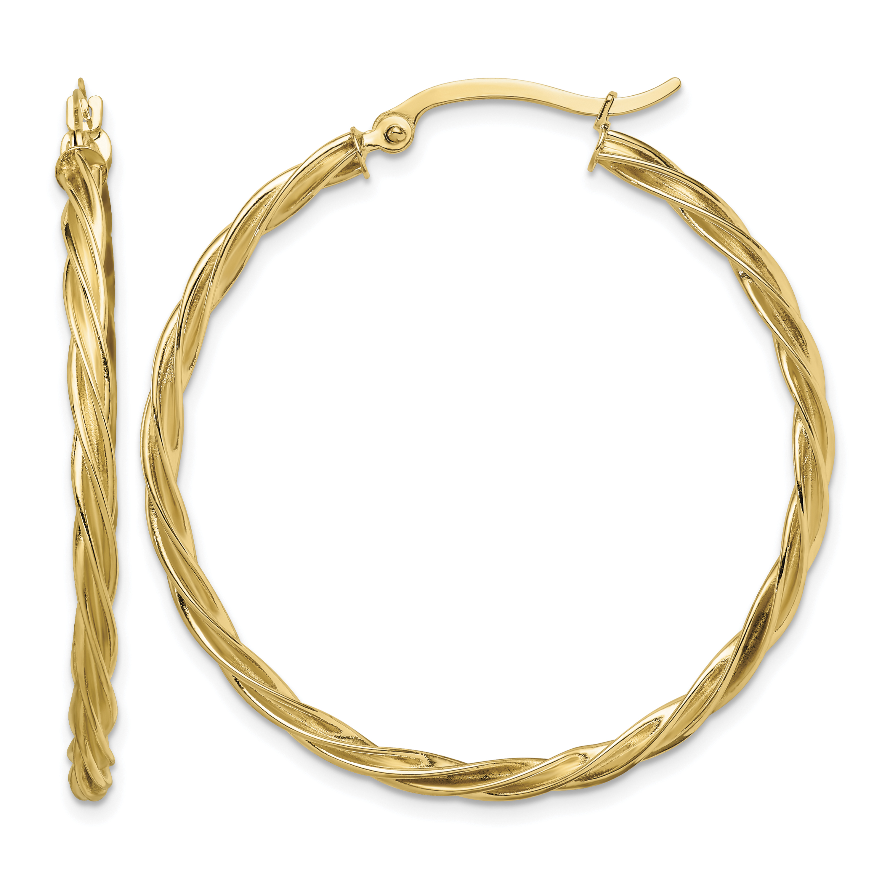 14K Polished Twisted 2.5mm Hoop Earrings (TF1609)