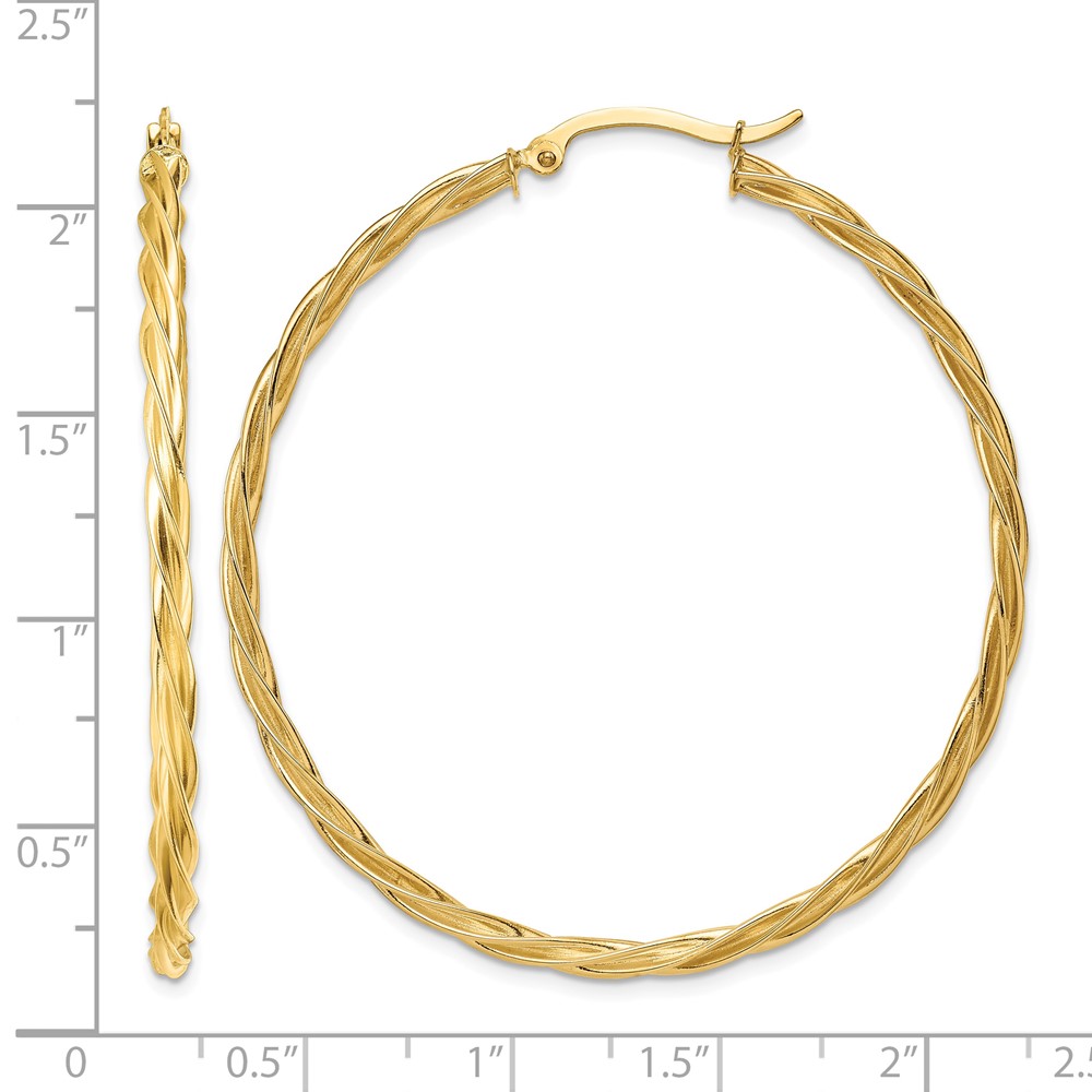 14K Polished 2.5mm Twisted Hoop Earrings (TF1610)