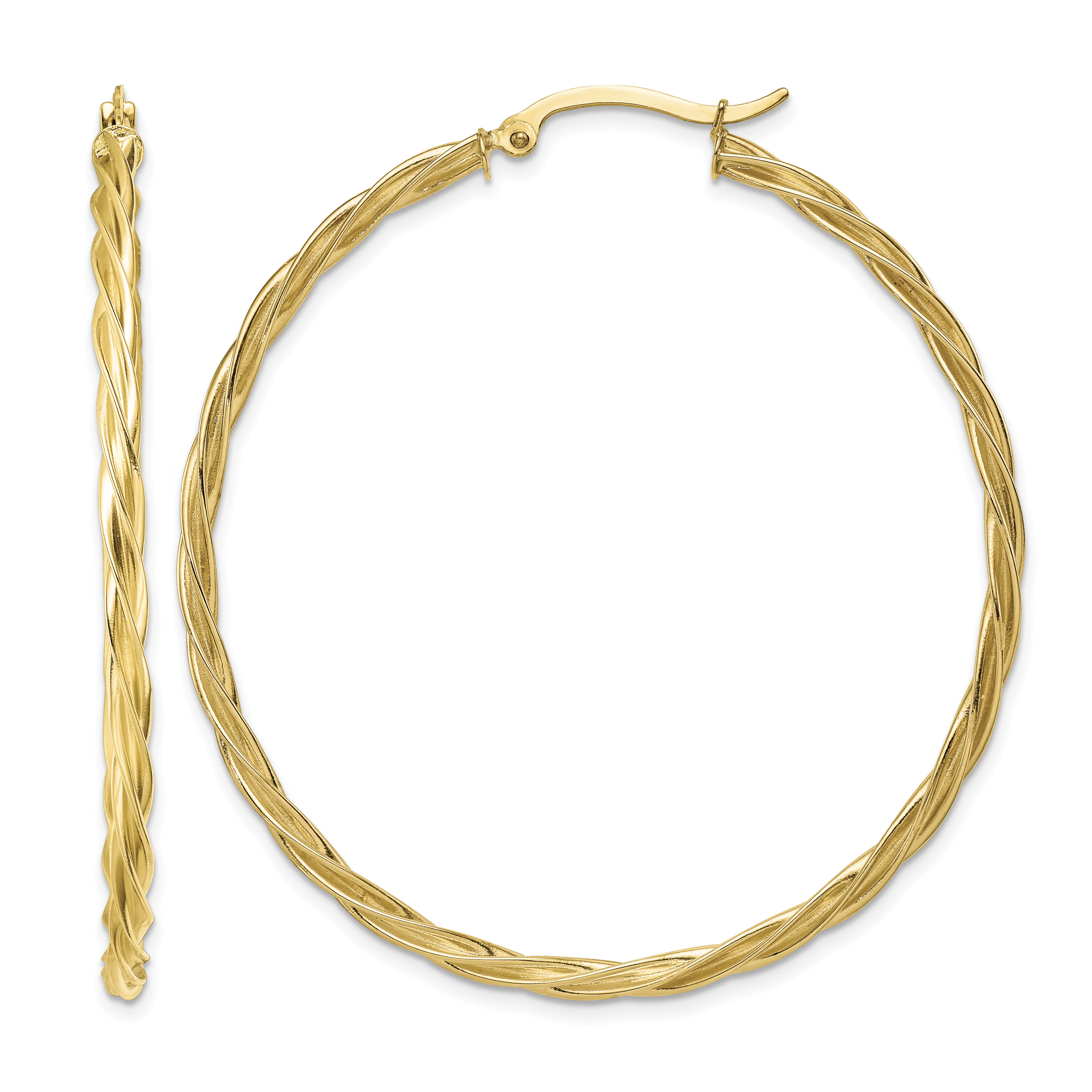 14K Polished 2.5mm Twisted Hoop Earrings (TF1610)