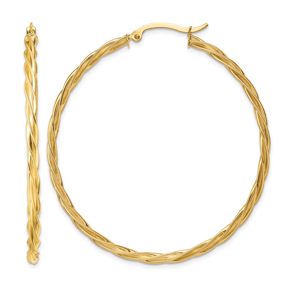 14K Polished 2.5mm Twisted Hoop Earrings (TF1610)