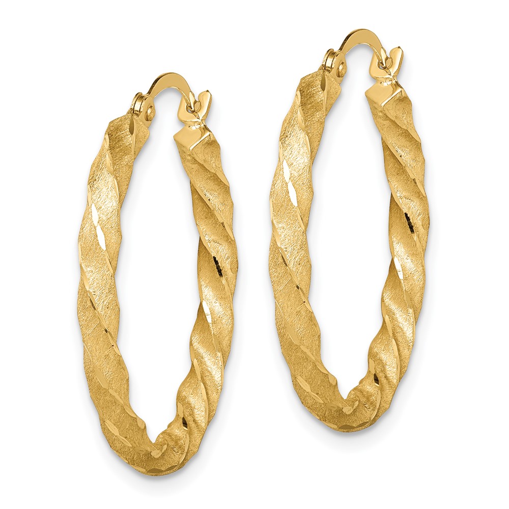 14K Twisted Satin Diamond-Cut Hoop Earrings (TF1611)