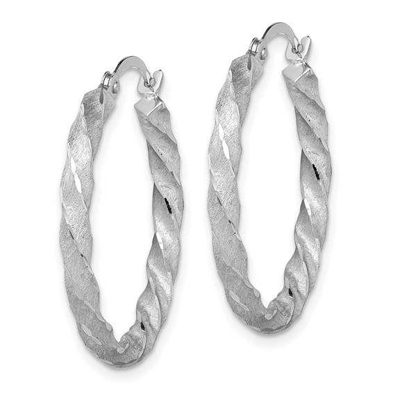 2.8mm Gold Satin Diamond-cut Twisted Hoop Earrings