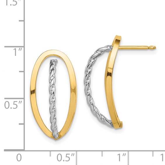 14k Two-tone Polished & Twisted Fancy Post Earrings