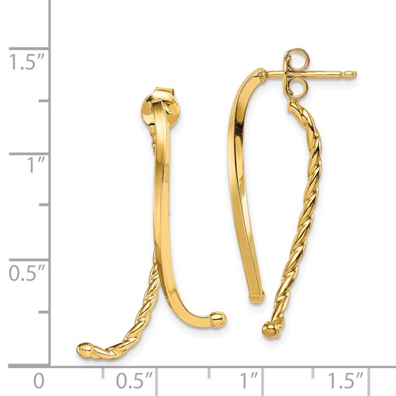 14k Polished & Twisted Front & Back Post Earrings