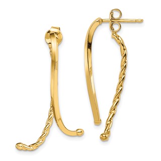 14k Polished & Twisted Front & Back Post Earrings