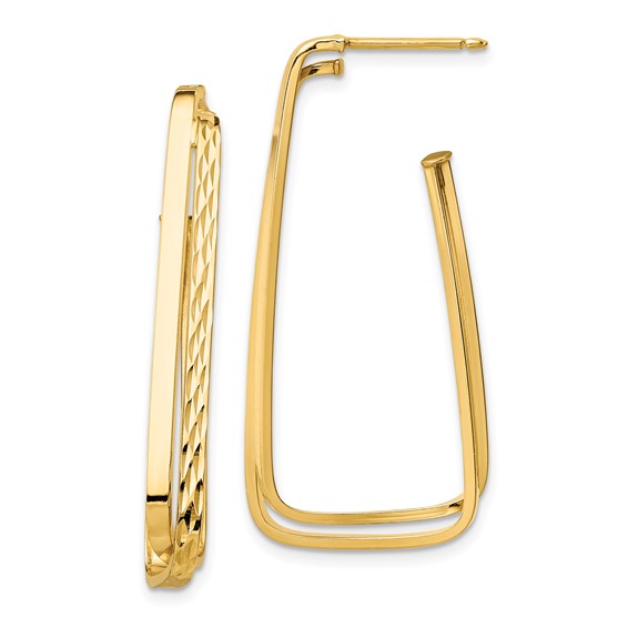 14k Polished & D/C Fancy Post Earrings