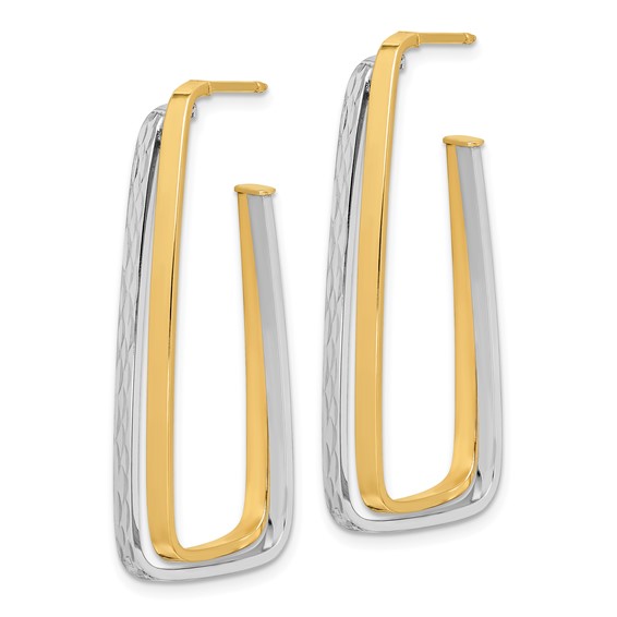 14k Two-tone Polished & D/C Fancy Post Earrings