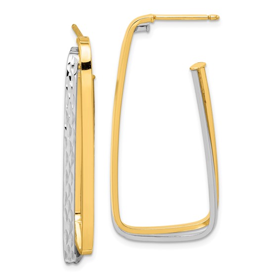 14k Two-tone Polished & D/C Fancy Post Earrings