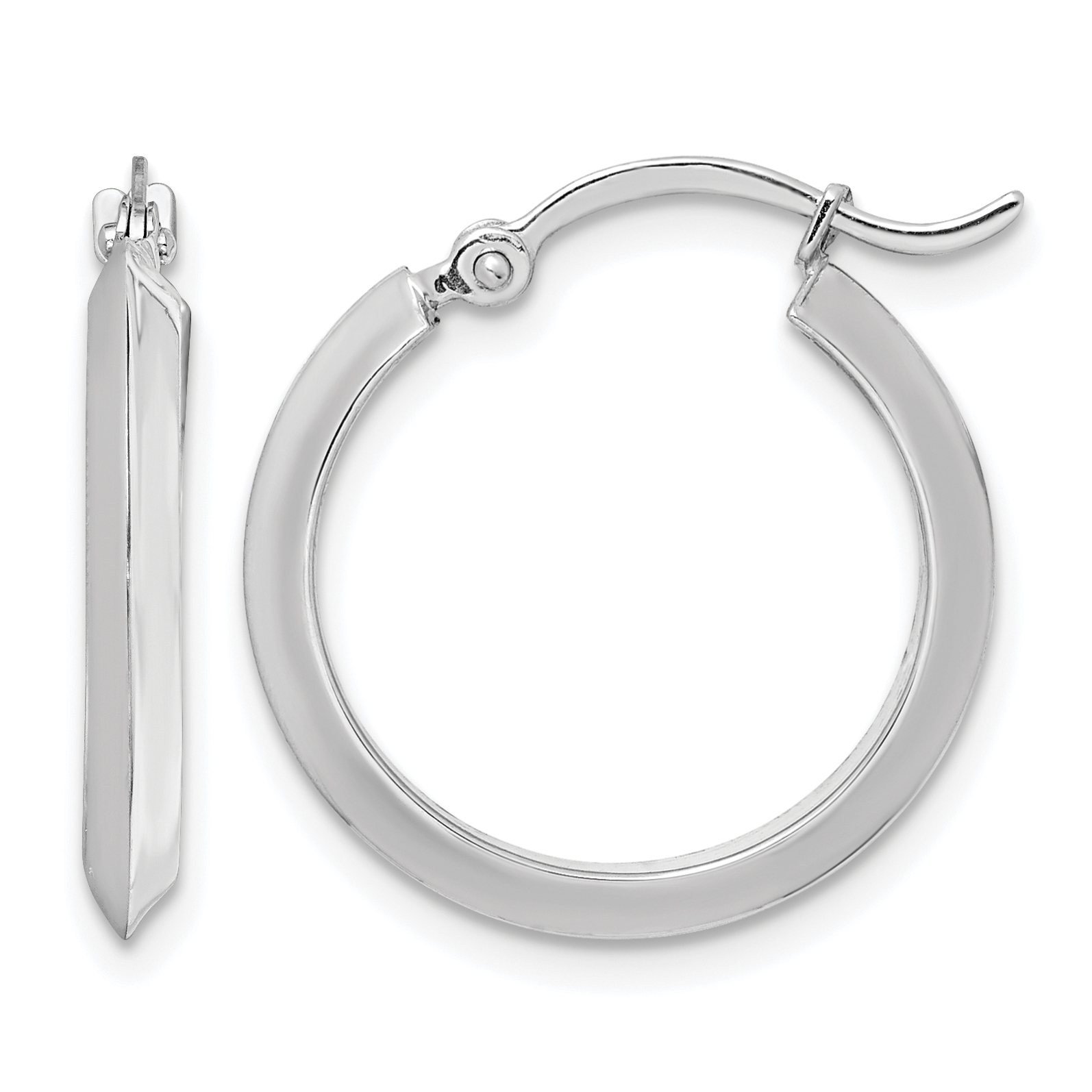 14K White Gold Polished Hoop Earrings (TF1629W)