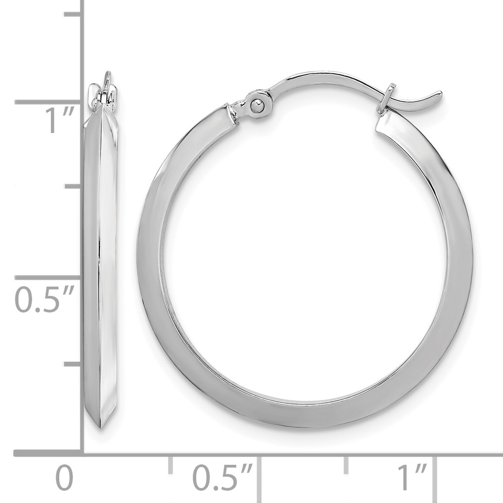 14K Polished White Gold Hoop Earrings (TF1630W)