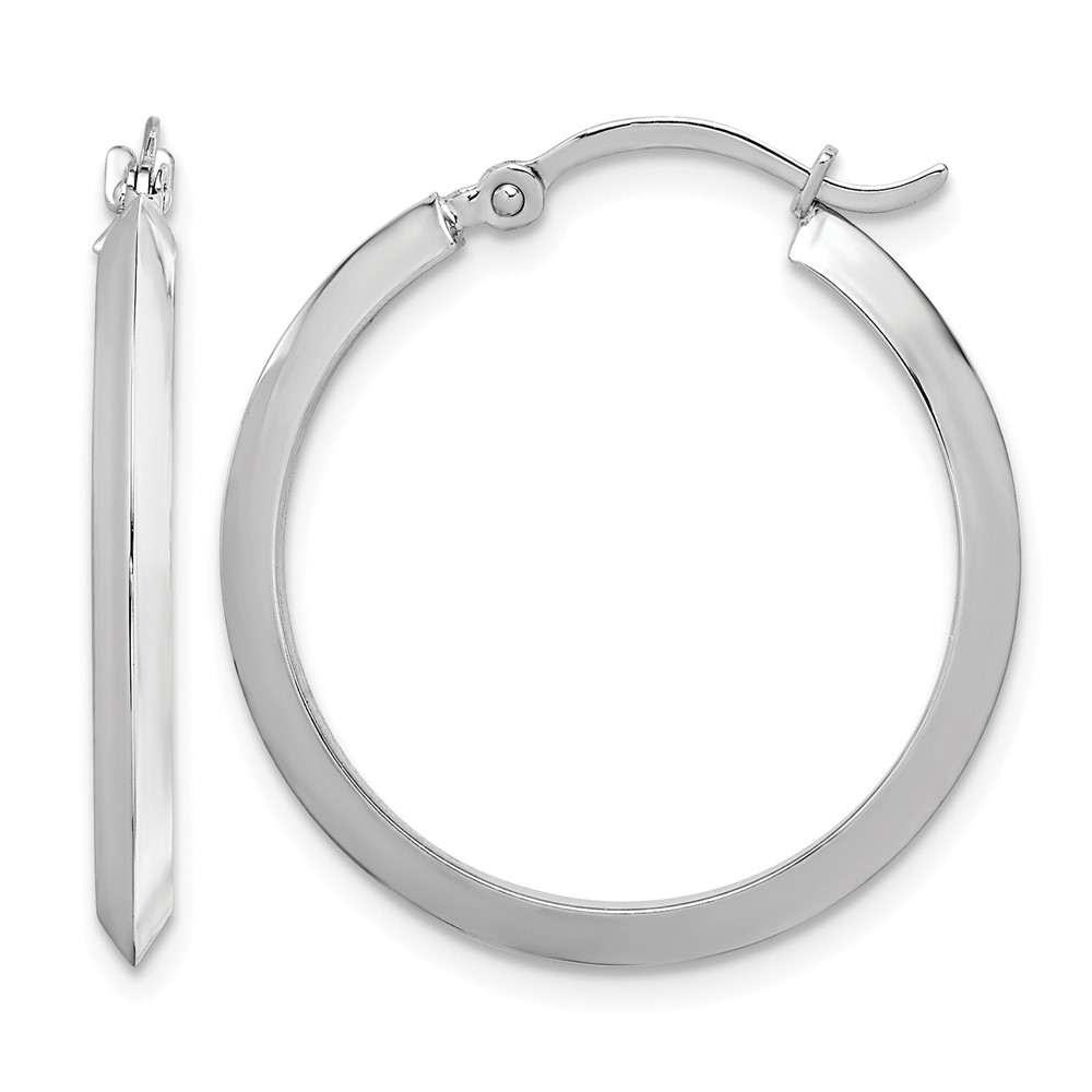 14K Polished White Gold Hoop Earrings (TF1630W)