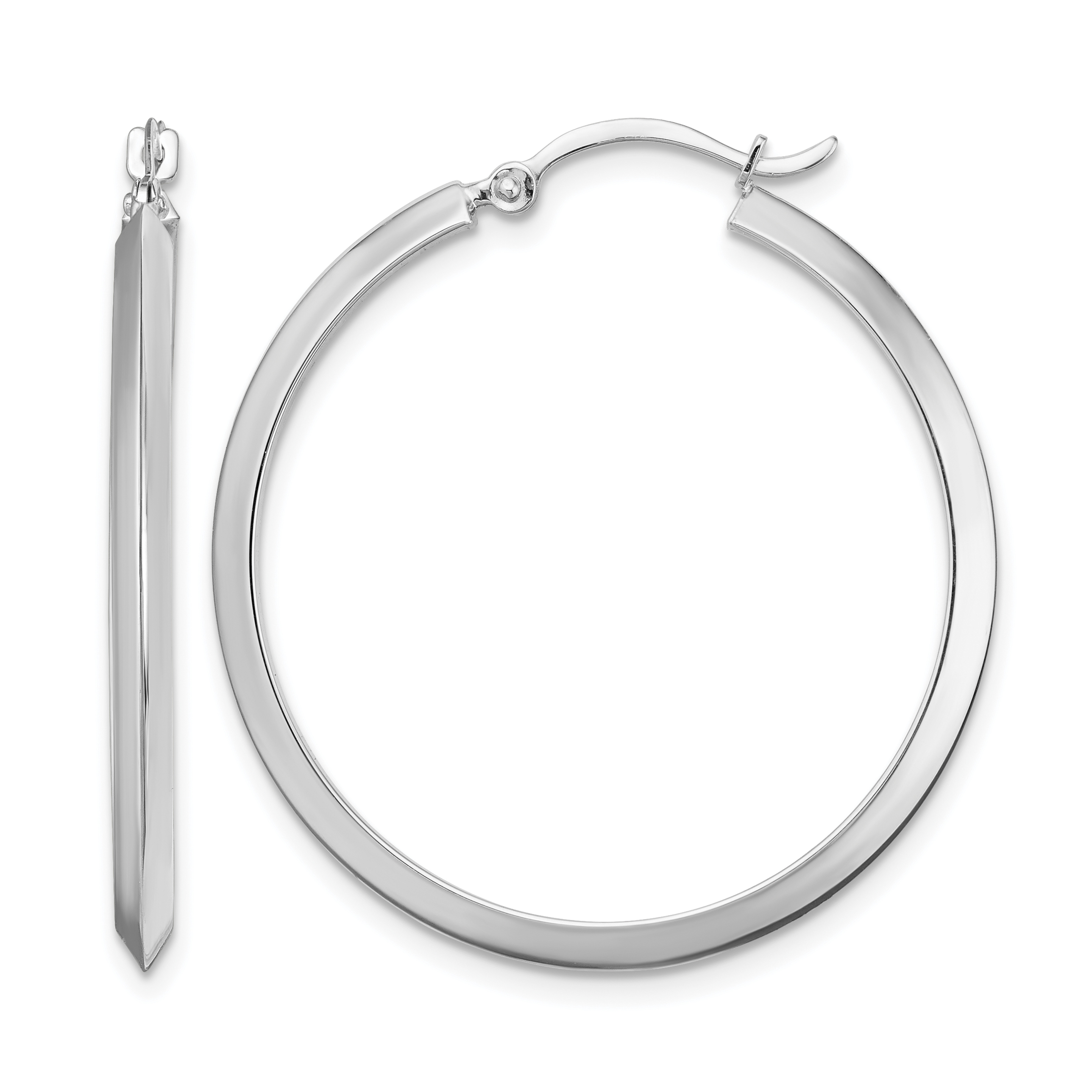 14K White Gold Polished Hoop Earrings (TF1631W)
