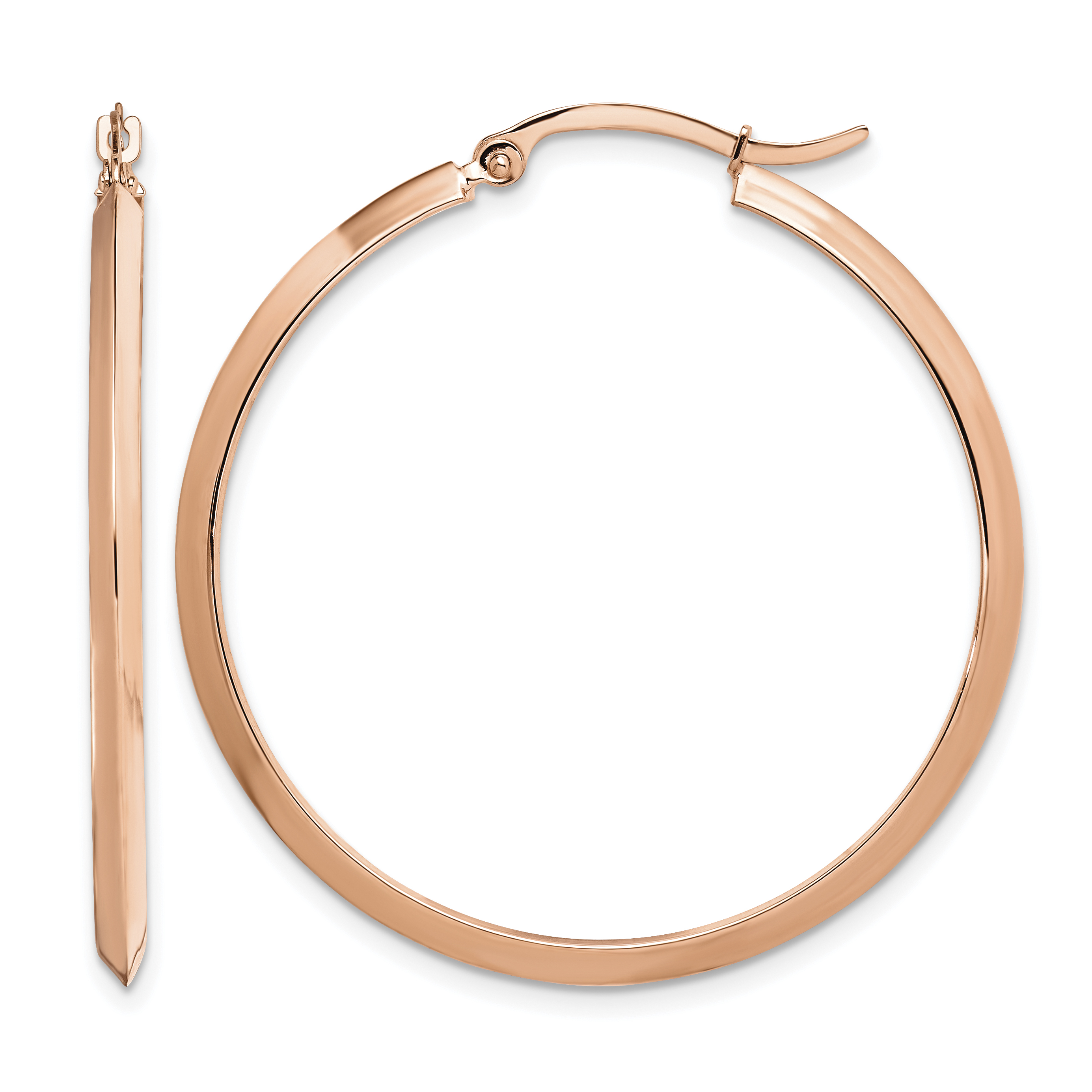 14K Rose Gold Polished Hoop Earrings (TF1632R)