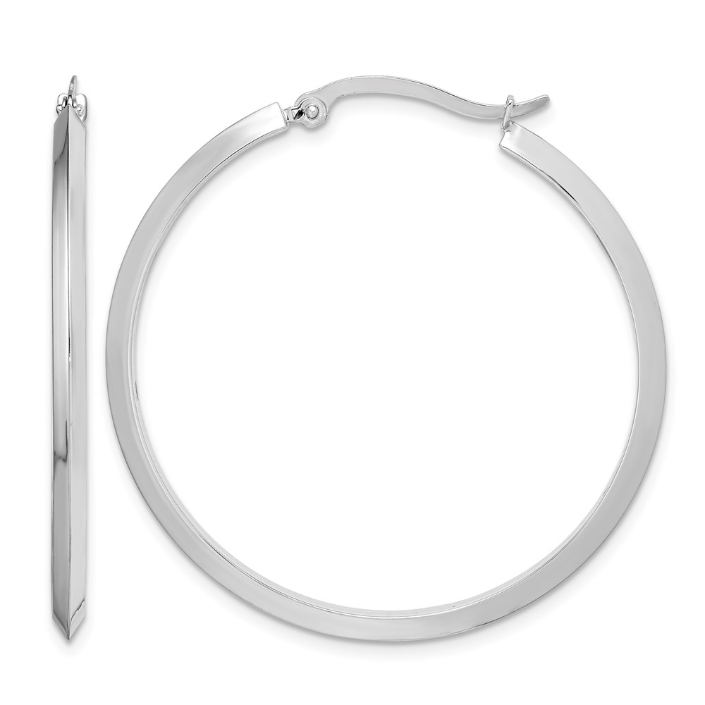 14K White Gold Polished Hoop Earrings (TF1632W)