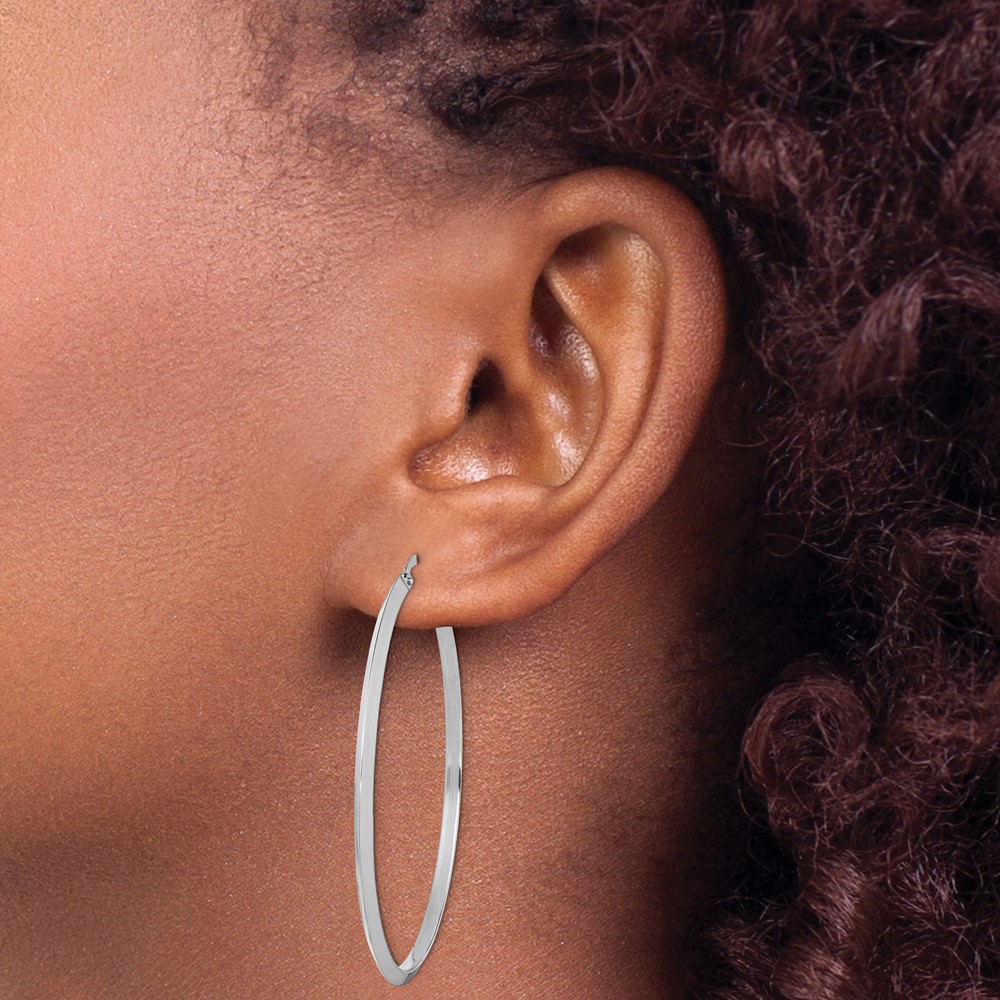 14K White Gold Polished Hoop Earrings (TF1633W)