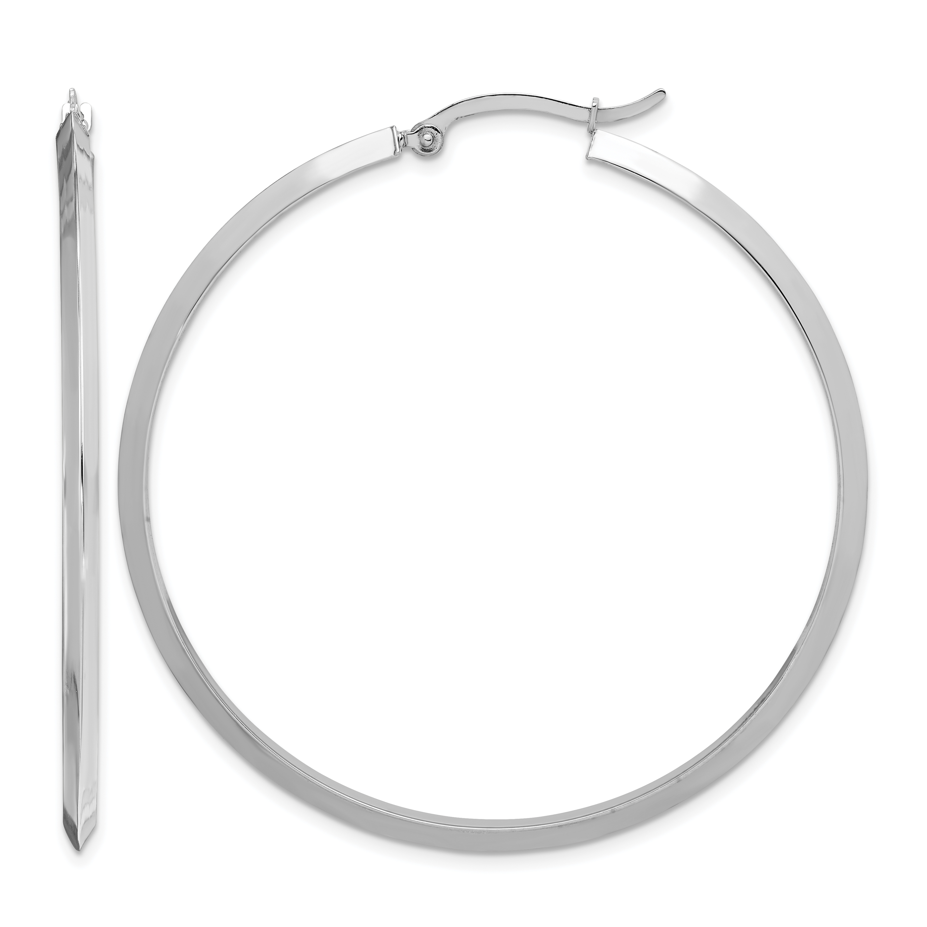 14K White Gold Polished Hoop Earrings (TF1633W)