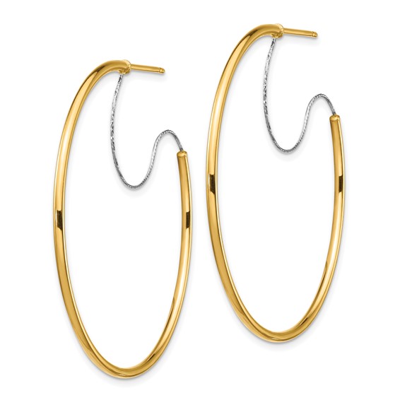 1.5mm Gold Two-tone Tube C-hoop Post Earrings