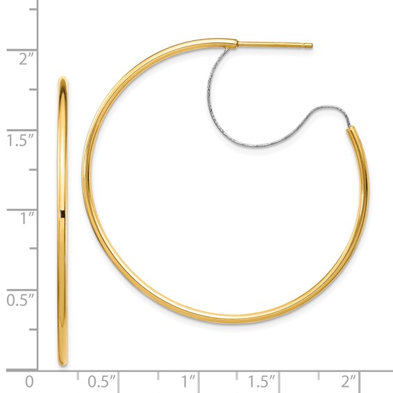 1.5mm Gold Two-tone Tube C-hoop Post Earrings