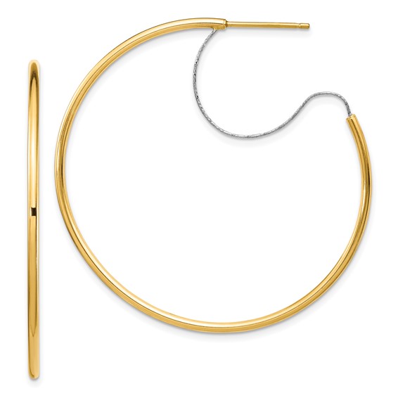 1.5mm Gold Two-tone Tube C-hoop Post Earrings