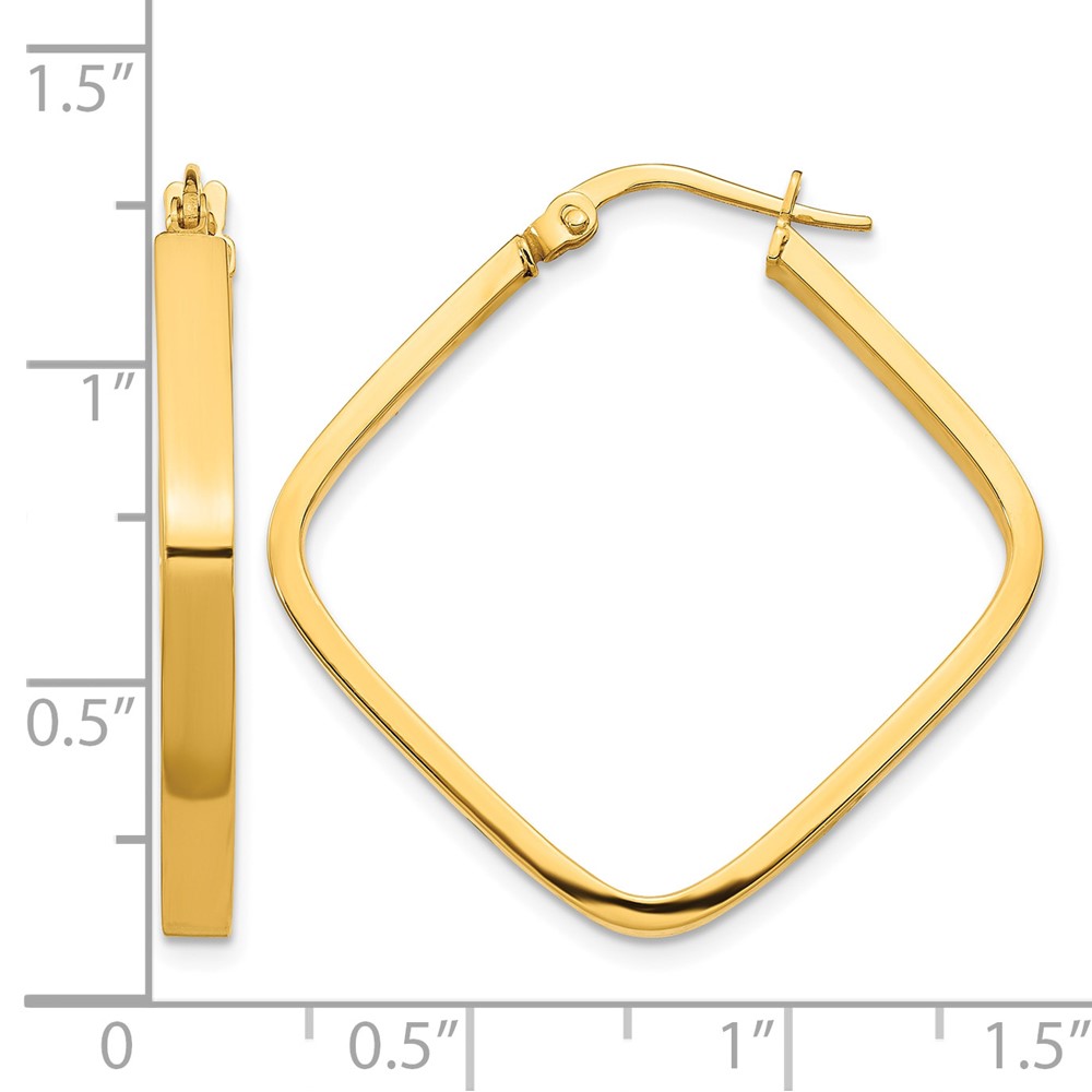14K 2x2mm Square Hoop Earrings (TF1671)
