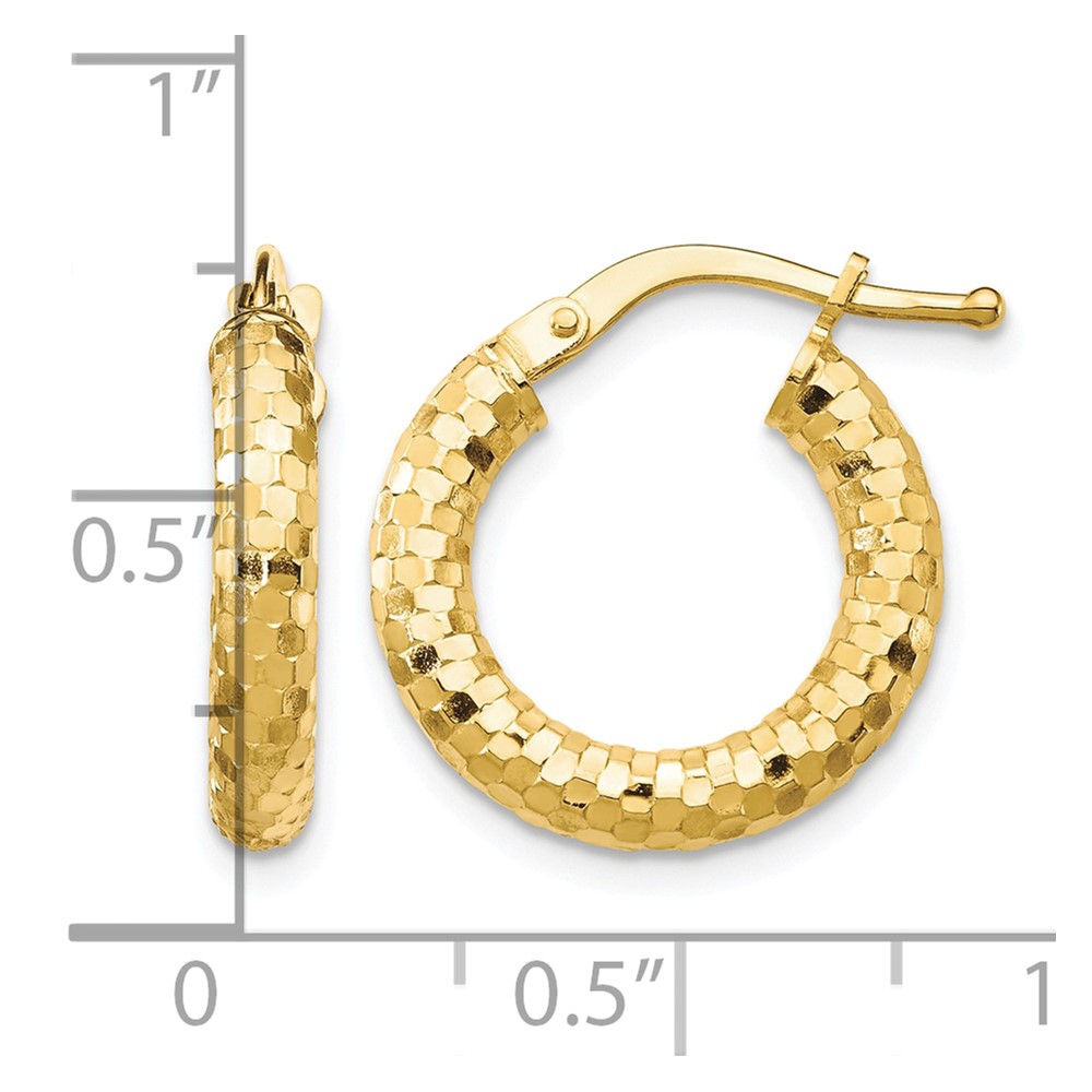 14K 3x10mm Diamond-cut Hoop Earrings (TF1700)