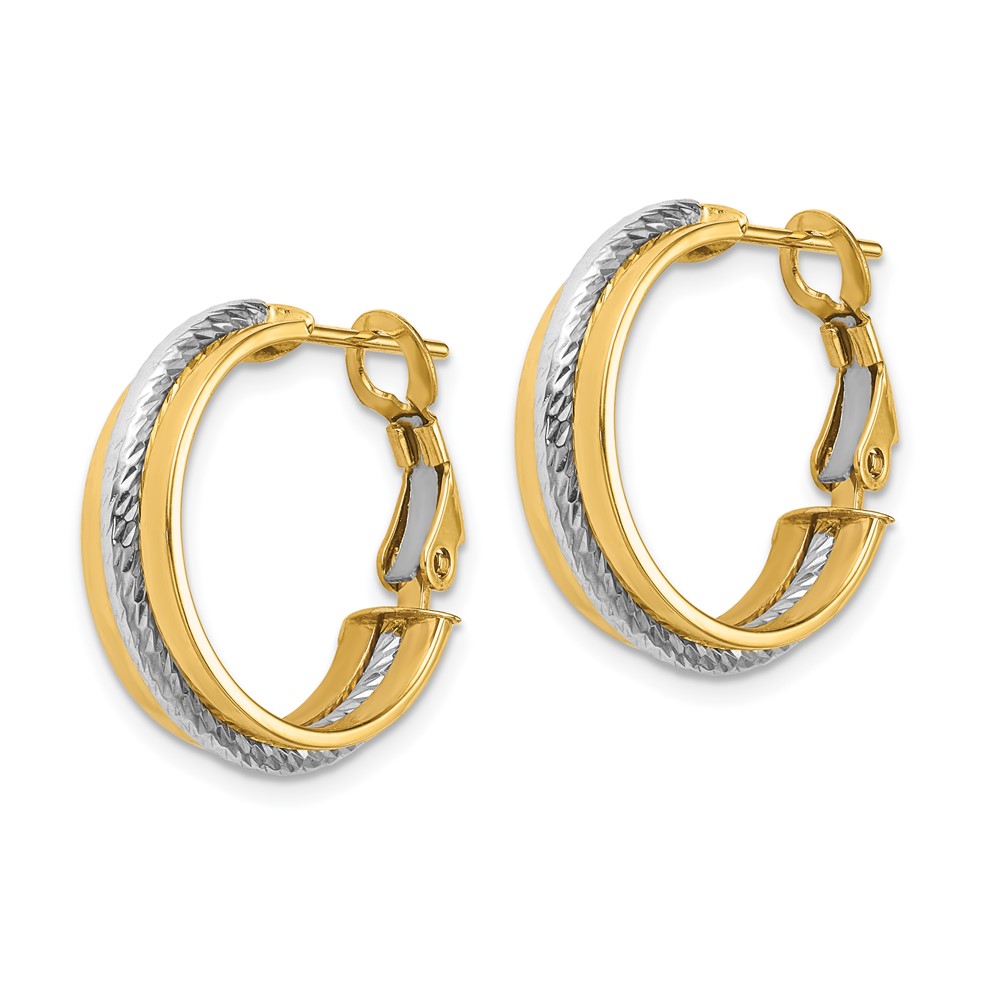 14K Two-tone Polished Diamond-Cut Hoop Earrings (TF1717)