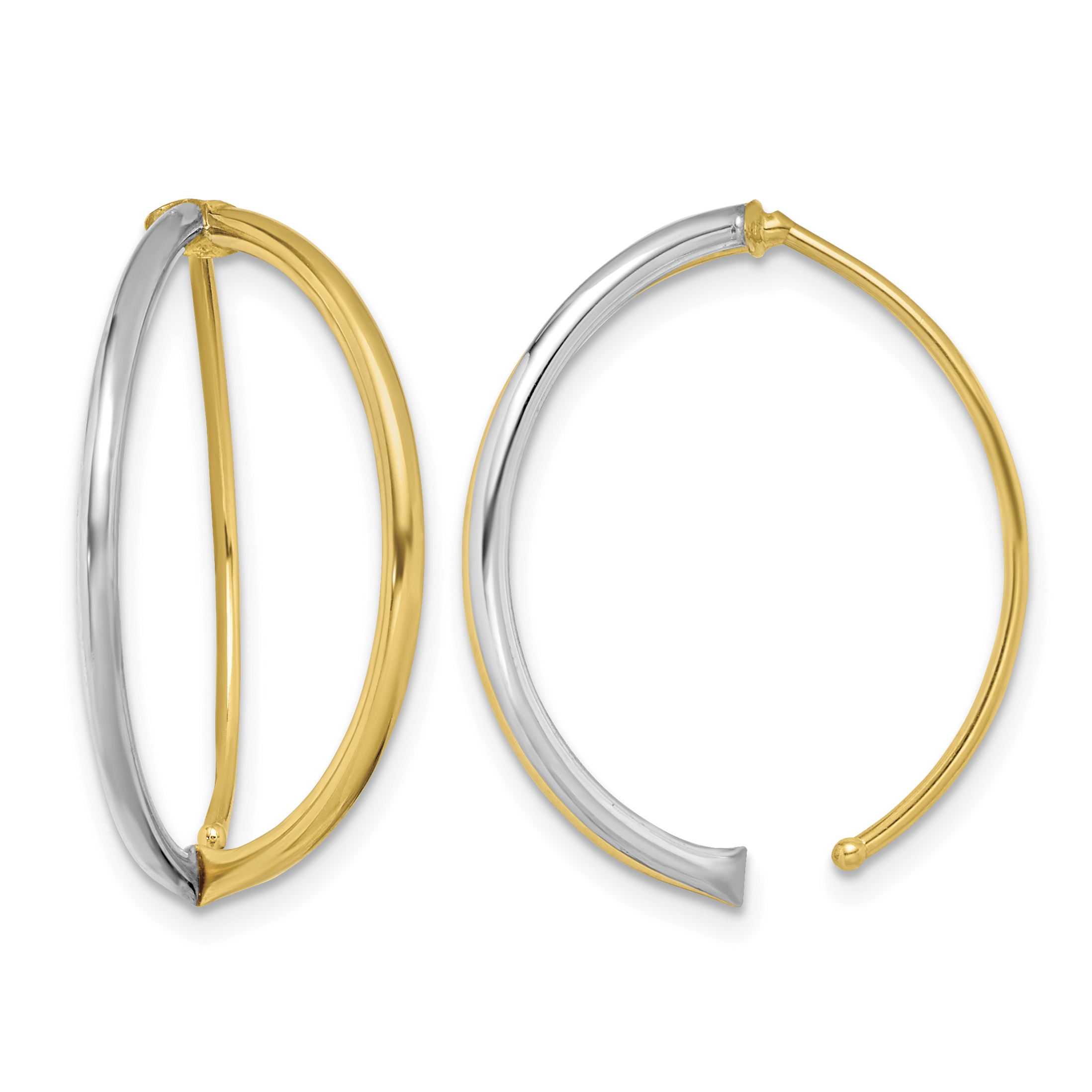 14K w/Rhodium Dangle Threader Earrings (TF1733)