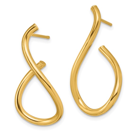 14K 29.5mm Polished Twisted Teardrop Post Dangle Earrings