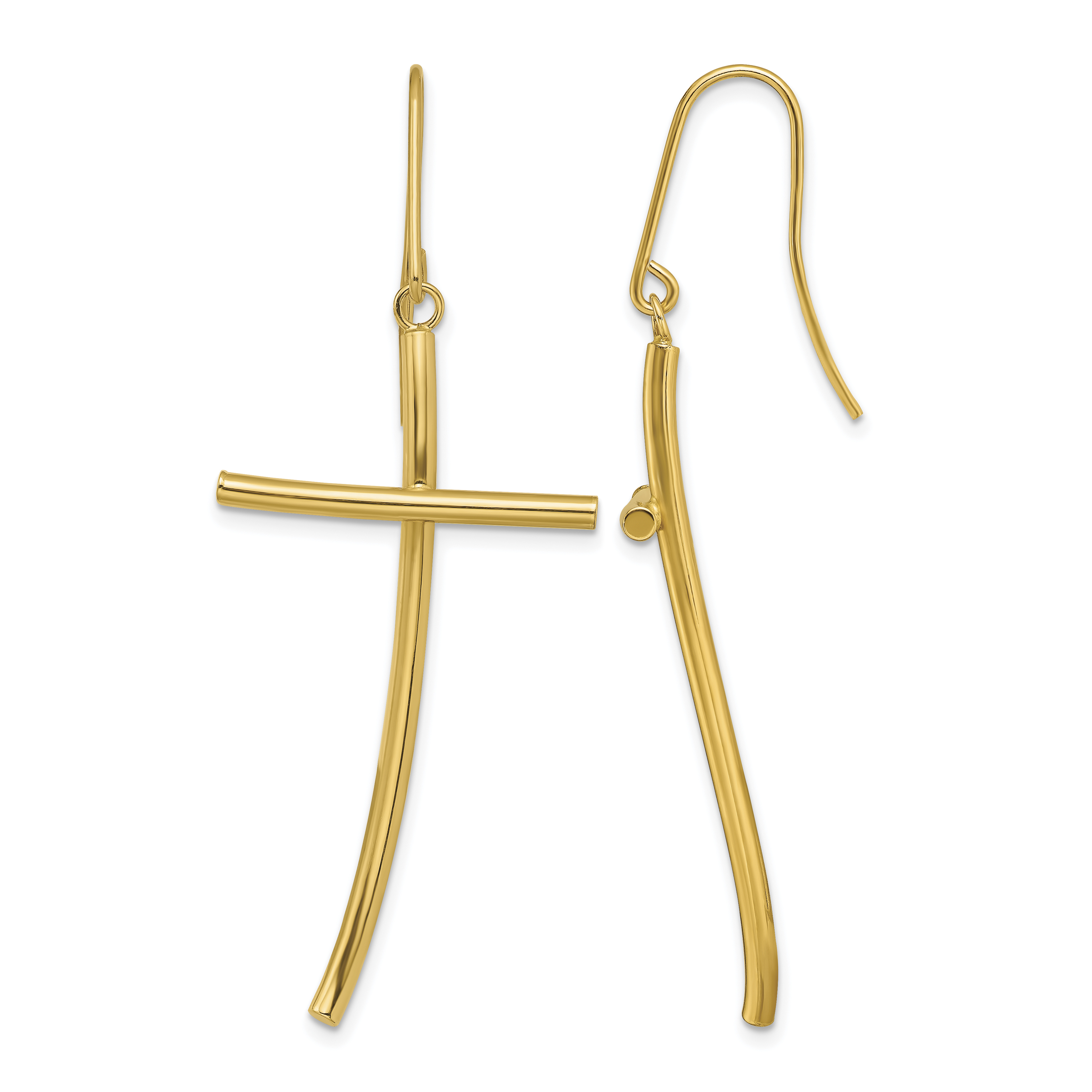14K Polished Cross Dangle Earrings (TF1743)