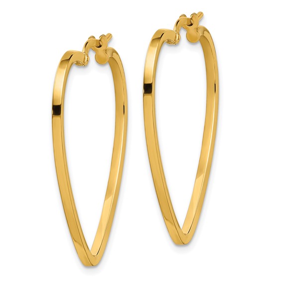 Gold Heart Shaped Square Tube Hoop Earrings