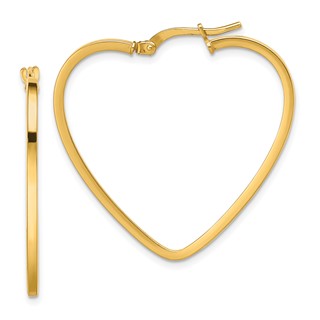 Gold Heart Shaped Square Tube Hoop Earrings