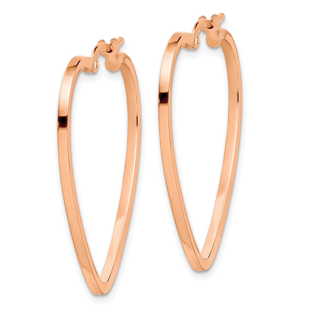 14K Rose Gold Polished Heart Hoop Earrings (TF1744R)