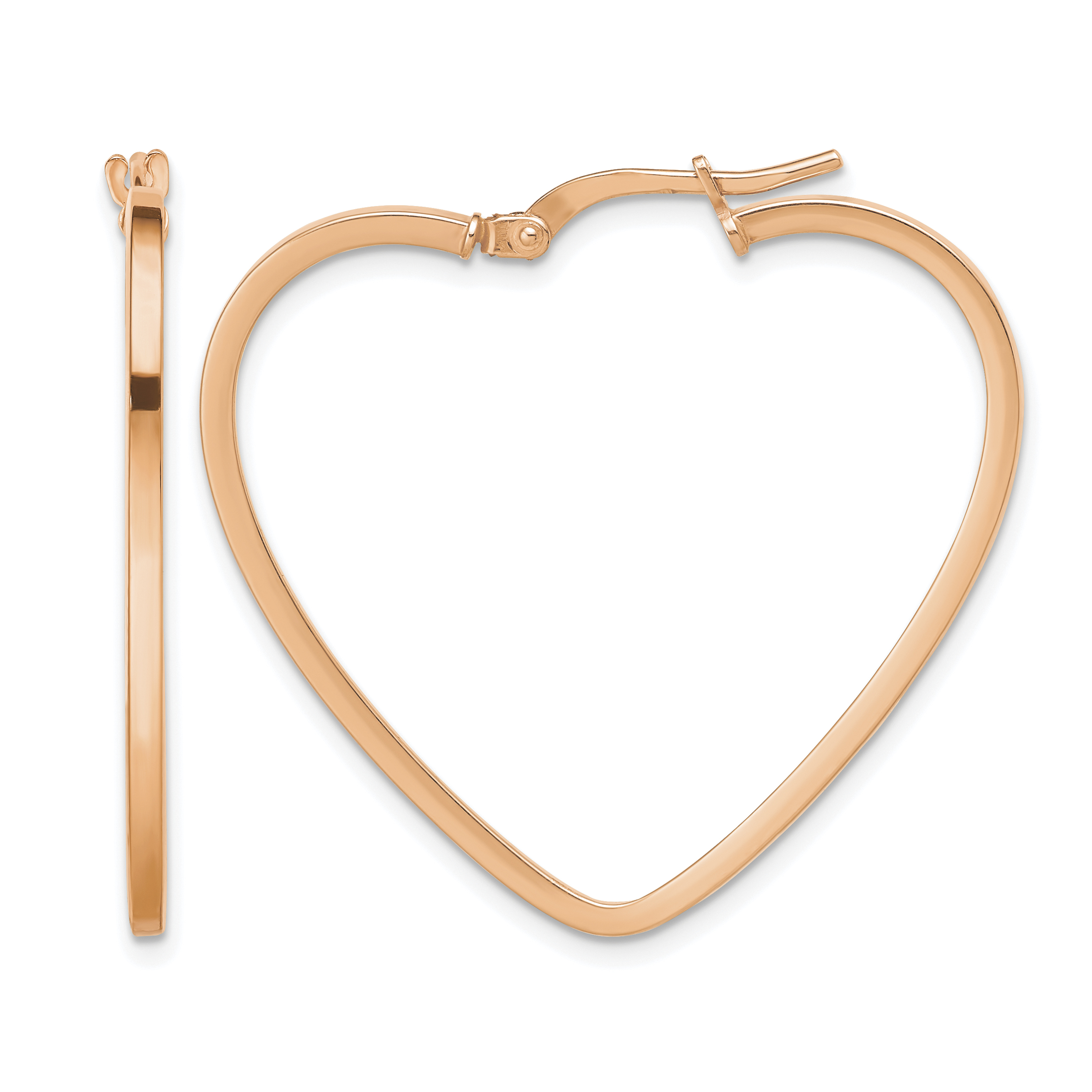 14K Rose Gold Polished Heart Hoop Earrings (TF1744R)