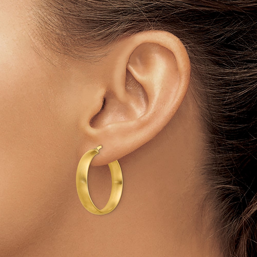 14K Medium x5mm Satin Hoop Earrings (TF1749)