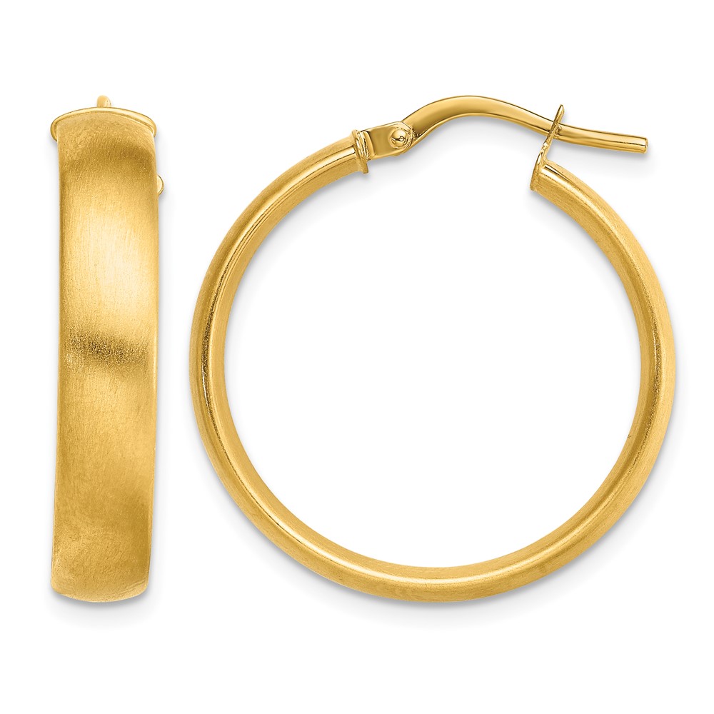 14K Medium x5mm Satin Hoop Earrings (TF1749)