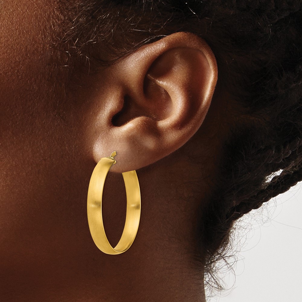 14K Large 5mm Satin Hoop Earrings (TF1751)