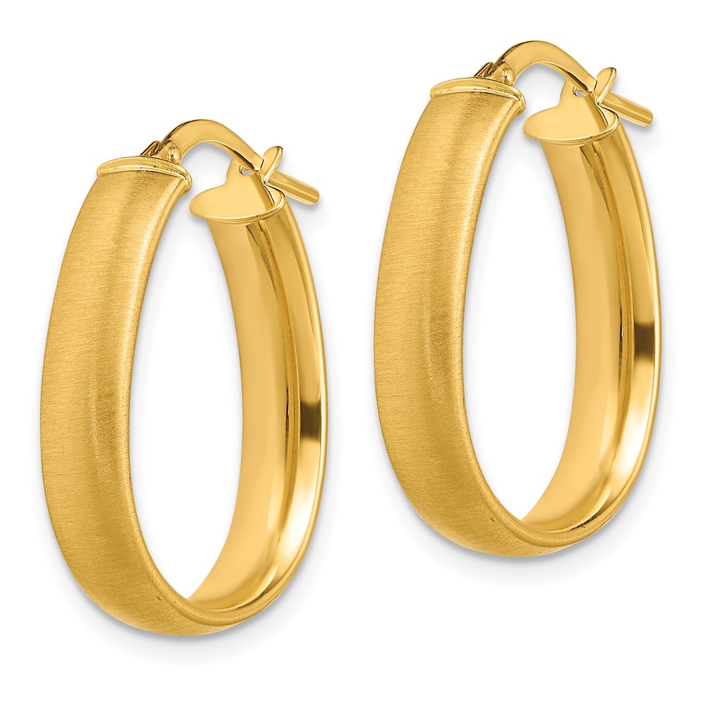 14K 4.85x18.5mm Satin and Polished Teardrop Hoop Earrings (TF1755)