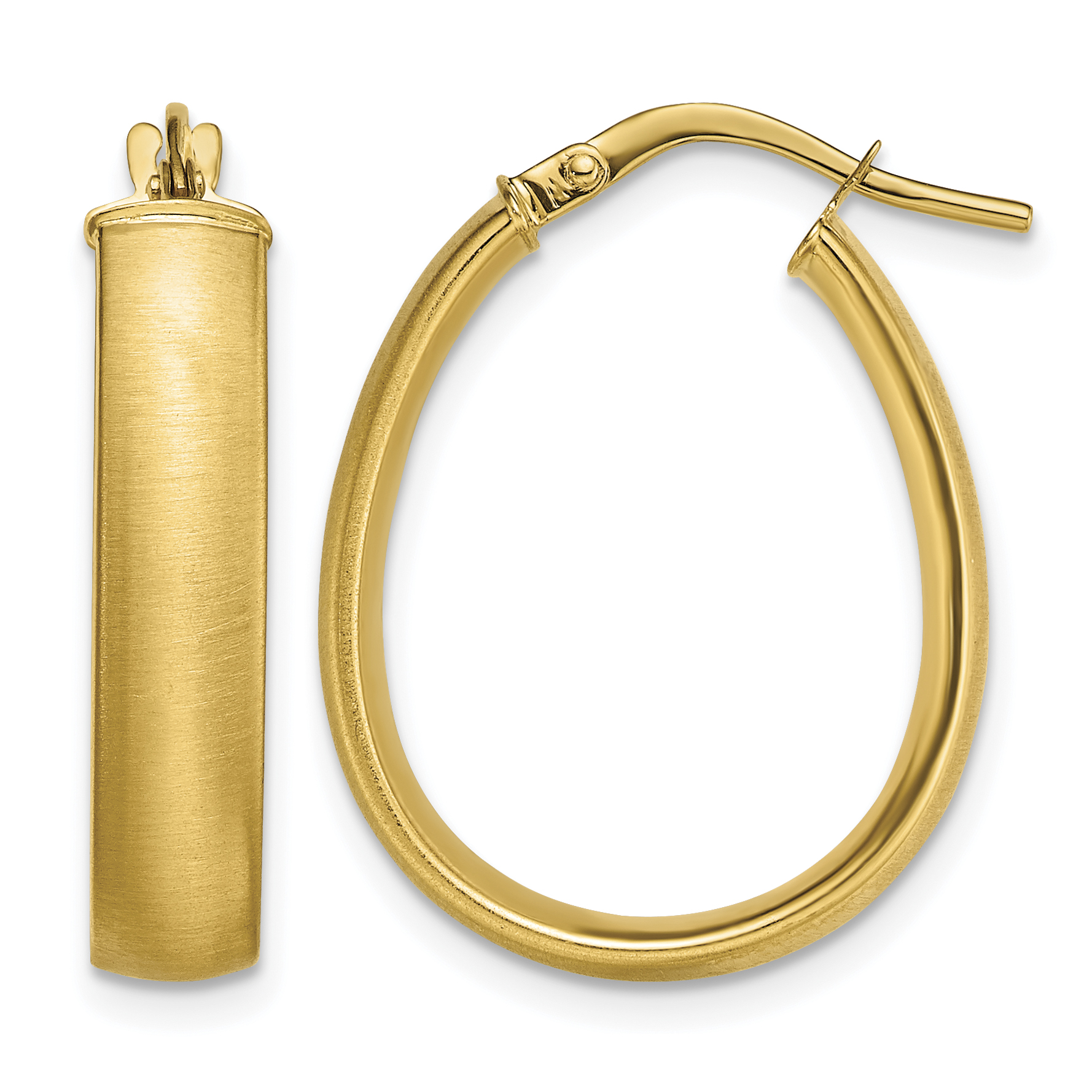 14K 4.85x18.5mm Satin and Polished Teardrop Hoop Earrings (TF1755)