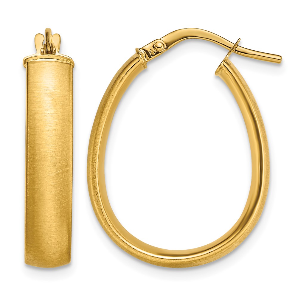 14K 4.85x18.5mm Satin and Polished Teardrop Hoop Earrings (TF1755)