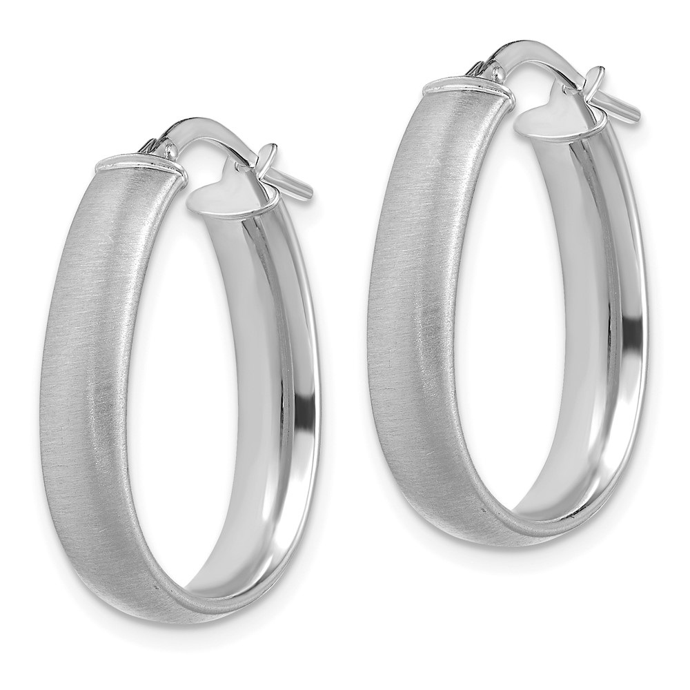14K White Gold 4.85x18.5mm Satin Teardrop Hoop Earrings (TF1755W)