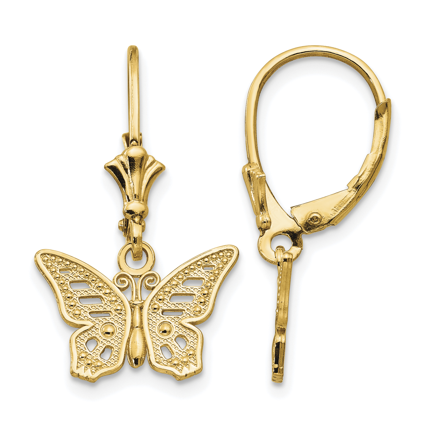 14K Butterfly Leverback Earrings (TF1768)