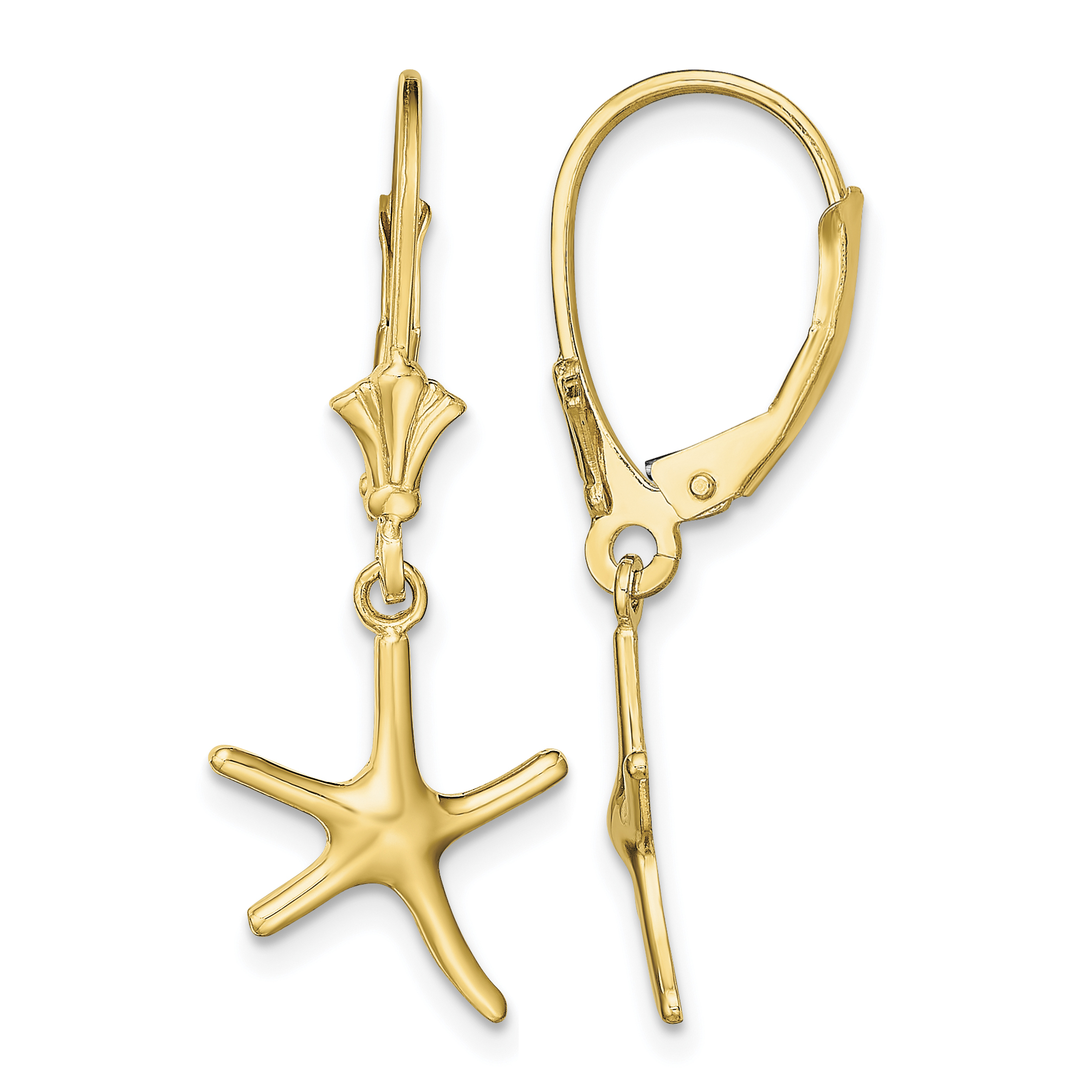14K Mini Dancing Starfish Leverback Earrings (TF1769)